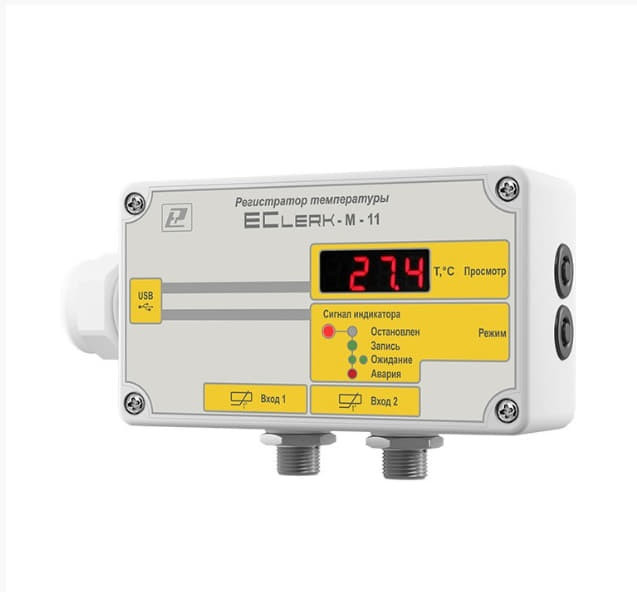 Регистратор температуры EClerk-M-11-2Pt-G3-HP в герметичном корпусе (с индикатором)