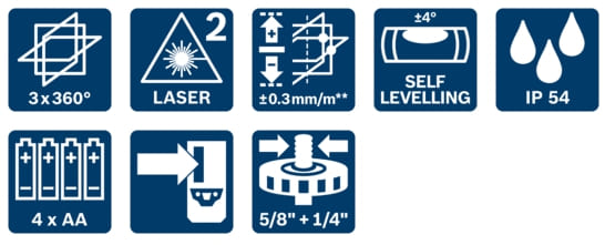 лазерного нивелира GLL 3-80 (AA) + кейс Bosch